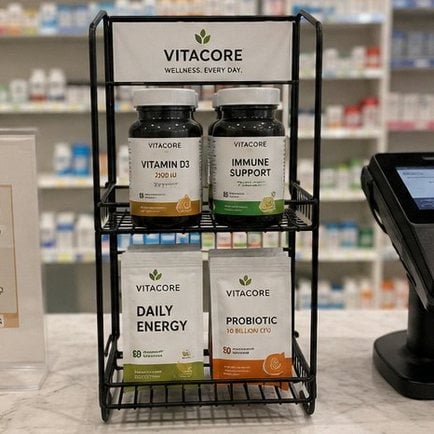 Customized countertop displays for pharmacies and wellness
